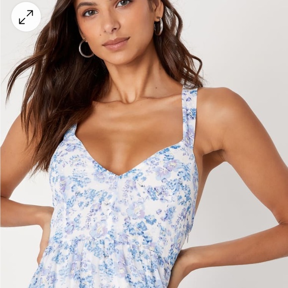 Lulus my love story white floral print tie-back maxi dress size L - Picture 8 of 10